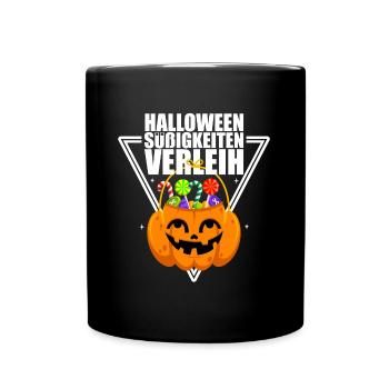 Halloween Süßigkeiten Verleih Partyshirt - Tasse einfarbig - Schwarz - Vorne
