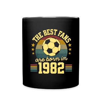 1982 Fanfußball 40 Jahre - Tasse einfarbig - Schwarz - Vorne