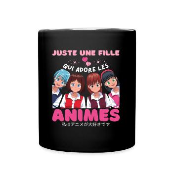 Une fille qui adore les anime humour manga cadeau - Mug uni - noir - Devant