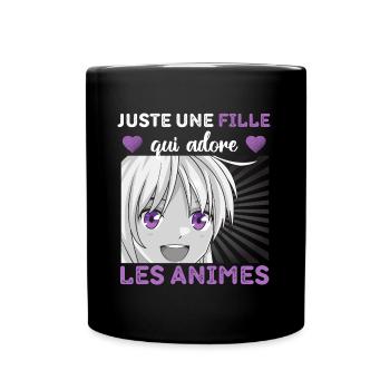 Une fille qui adore les anime humour manga cadeau - Mug uni - noir - Devant