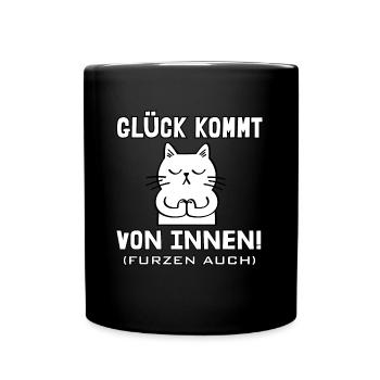 Glück kommt von innen - Tasse einfarbig - Schwarz - Vorne
