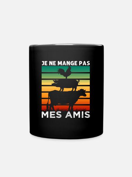 Végétarien je ne mange pas mes amis cadeau vegan. - Mug uni - noir