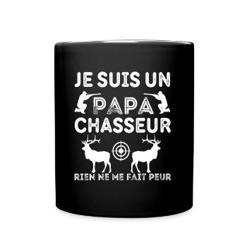 Papa chasseur humour chasse cadeau fête des pères - Mug uni - noir - Devant