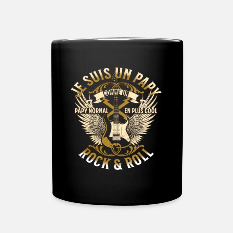 Papy rock'n'roll humour grand-père guitariste - Mug uni - noir