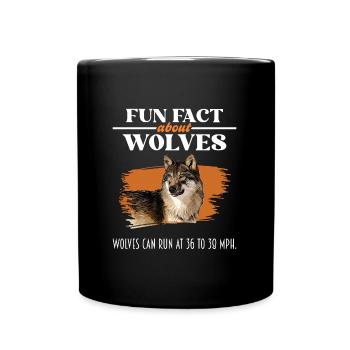 Fun Fact über Wölfe - Wolf Lover - Tasse einfarbig - Schwarz - Vorne