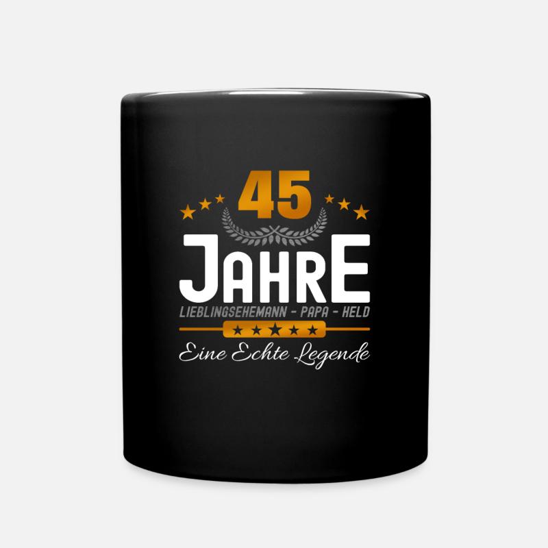45 Jahre Lieblingsehemann - Tasse einfarbig - Schwarz