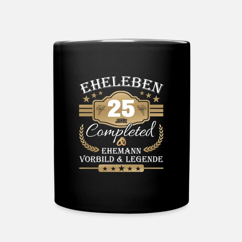 Hochzeitstag Partnerlook - 25 Jahre Eheleben - Tasse einfarbig - Schwarz