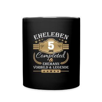Hochzeitstag Partnerlook - 5 Jahre Eheleben - Tasse einfarbig - Schwarz - Vorne