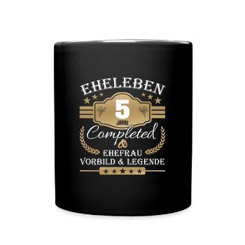 Hochzeitstag Partnerlook - 5 Jahre Eheleben - Tasse einfarbig - Schwarz - Vorne