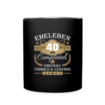 Hochzeitstag Partnerlook - 40 Jahre Eheleben - Tasse einfarbig - Schwarz - Vorne