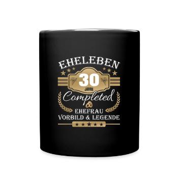 Hochzeitstag Partnerlook - 30 Jahre Eheleben - Tasse einfarbig - Schwarz - Vorne