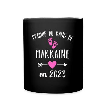 Marraine en 2023 cadeau pour marraine - Mug uni - noir - Devant