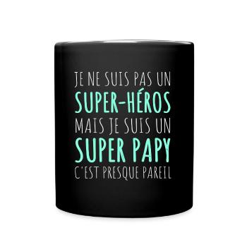 Papy super héros cadeau fête des grands-pères - Mug uni - noir - Devant
