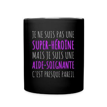 Aide-soignante super-héroine cadeau - Mug uni - noir - Devant