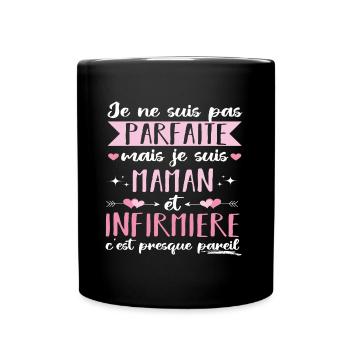 Maman et infirmière parfaite cadeau fête des mères - Mug uni - noir - Devant