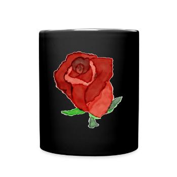 Romantische Rosenillustration - Tasse einfarbig - Schwarz - Vorne
