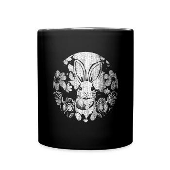 used-look Easter motif Easter bunny bunny - Full Colour Mug - black - Front