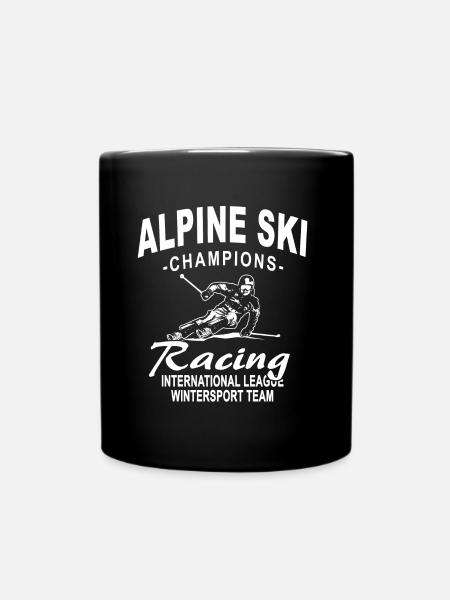 Ski alpine - Ski Abfahrt - Slalom - Skifahrer - Tasse einfarbig - Schwarz