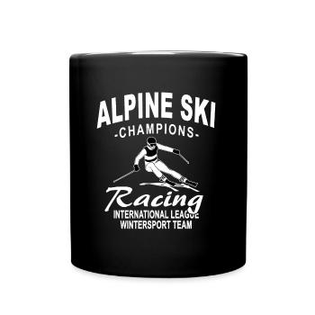Ski alpine - Ski Abfahrt - Slalom - Skifahrer - Tasse einfarbig - Schwarz - Vorne