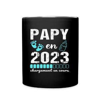 Papy en 2023 annonce naissance cadeau futur papy - Mug uni - noir - Devant