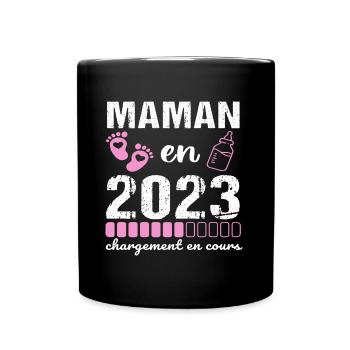 Maman en 2023 annonce naissance cadeau mère - Mug uni - noir - Devant