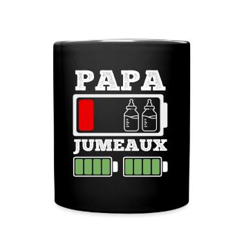 Papa de jumeaux humour batterie faible cadeau père - Mug uni - noir - Devant