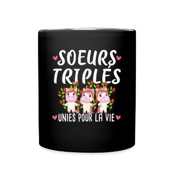 Sœurs Triplés Sœur Licorne Famille Amour Naissance - Mug uni - noir - Devant