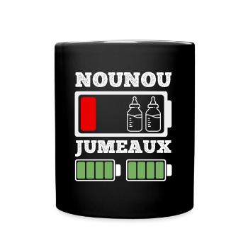 Nounou de jumeaux humour batterie faible nourrice - Mug uni - noir - Devant