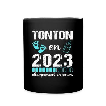 Tonton en 2023 annonce naissance cadeau oncle - Mug uni - noir - Devant