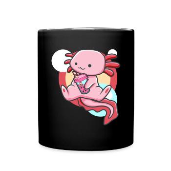 Axolotl et thé à bulles - Mug uni - noir - Devant