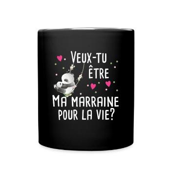 Marraine Bébé Naissance Grossesse Panda Cadeau - Mug uni - noir - Devant