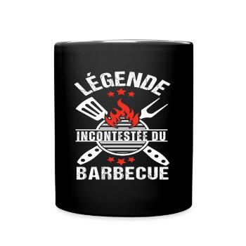 Légende du barbecue humour bbq cadeau grilleur - Mug uni - noir - Devant