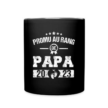 Papa en 2023 annonce naissance cadeau pour père - Mug uni - noir - Devant