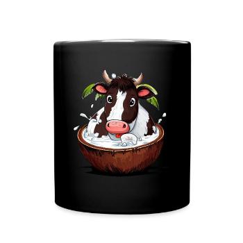 Vache baigne dans la noix de - Drôle tropical - Mug uni - noir - Devant