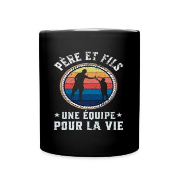 Père et fils une équipe pour la vie cadeau père - Mug uni - noir - Devant