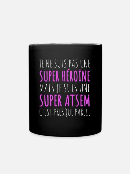 Atsem super-héroïne humour atsem cadeau - Mug uni - noir