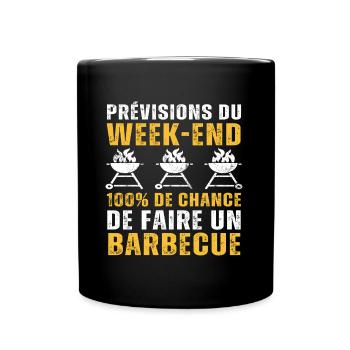 Prévisions du week-end barbecue humour bbq cadeau - Mug uni - noir - Devant