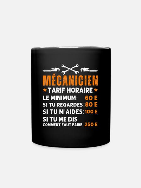 Mécanicien tarif horaire humour mécanique cadeau - Mug uni - noir