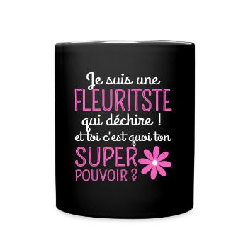 Une fleuriste qui déchire humour femme fleuriste - Mug uni - noir - Devant