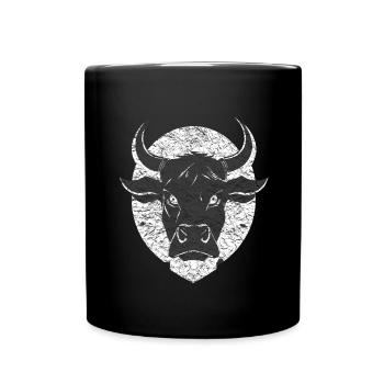 Wütender Bulle Stier - Tasse einfarbig - Schwarz - Vorne