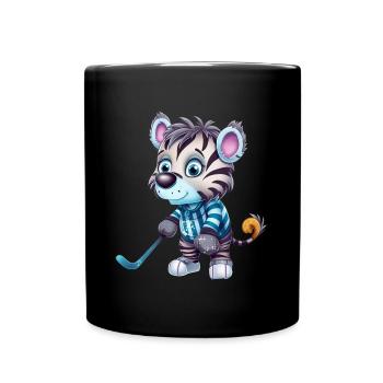 Hockey sur glace Zèbre : Kawaii sur la glace - Mug uni - noir - Devant