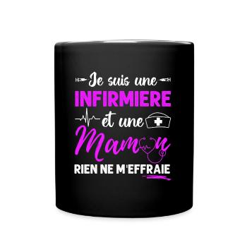 Infirmière et maman cadeau pour mère infirmiere - Mug uni - noir - Devant