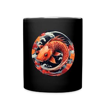 Poisson koï d’automne au coucher du soleil - Mug uni - noir - Devant