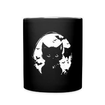Kleine gruselige Katze - Tasse einfarbig - Schwarz - Vorne