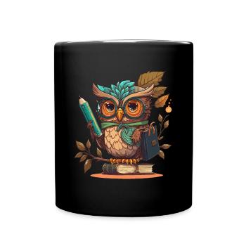 Eulen-Weisheit - Tasse einfarbig - Schwarz - Vorne