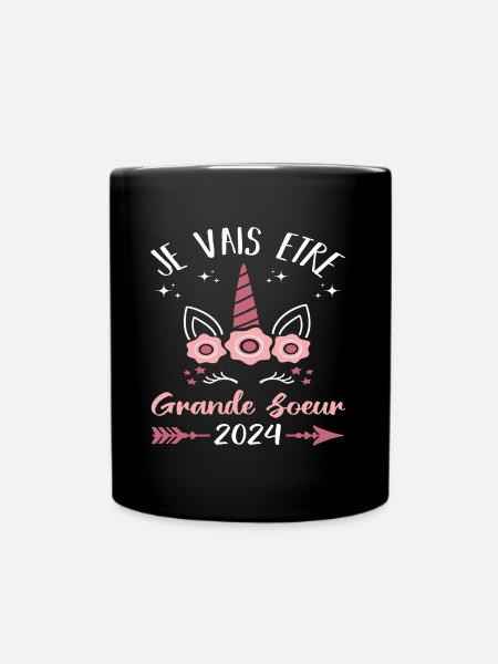 Je vais être grande soeur en 2024 cadeau licorne - Mug uni - noir