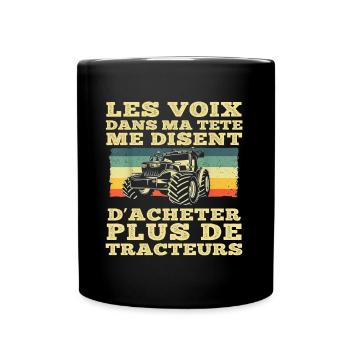Les voix dans ma tête humour tracteur cadeau - Mug uni - noir - Devant