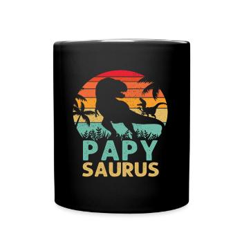 Papysaurus T Rex Dinosaure Papy Saurus Humour Papy - Mug uni - noir - Devant