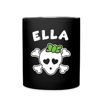 Piratin Ella Design für Mädchen und Frauen - Tasse einfarbig - Schwarz - Vorne