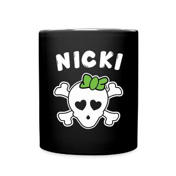 Piratin Nicki Design für Mädchen und Frauen - Tasse einfarbig - Schwarz - Vorne